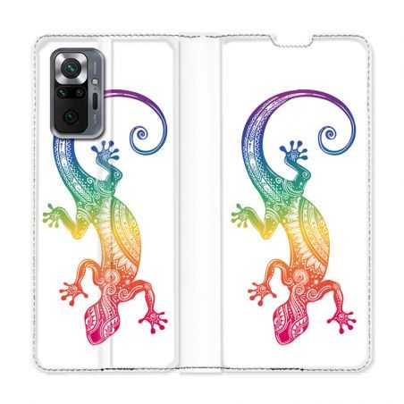 Housse Cuir Portefeuille Pour Xiaomi Redmi Note 10 Pro 5G Animaux Maori Salamandre Color