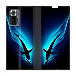 Housse Cuir Portefeuille Pour Xiaomi Redmi Note 10 Pro 5G Requin Noir