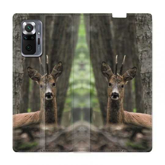 Housse Cuir Portefeuille Pour Xiaomi Redmi Note 10 Pro 5G Chasse Chevreuil Bois