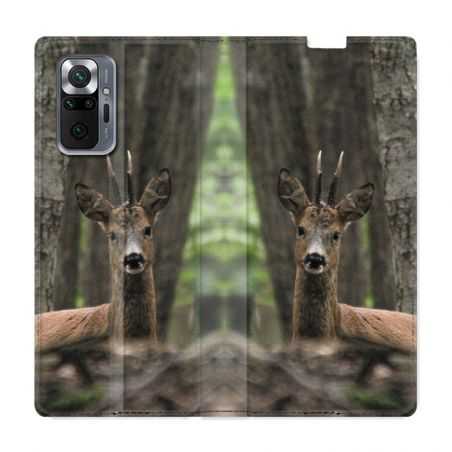 Housse Cuir Portefeuille Pour Xiaomi Redmi Note 10 Pro 5G Chasse Chevreuil Bois