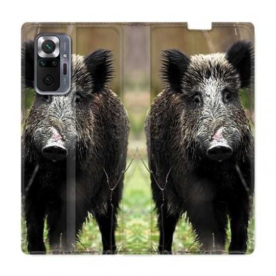 Housse Cuir Portefeuille Pour Xiaomi Redmi Note 10 Pro 5G Chasse Sanglier bois