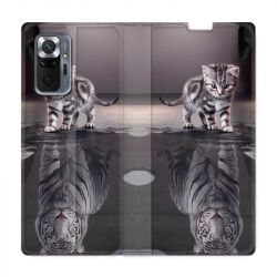 Housse Cuir Portefeuille Pour Xiaomi Redmi Note 10 Pro 5G Chat Reflet