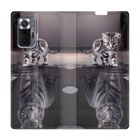 Housse Cuir Portefeuille Pour Xiaomi Redmi Note 10 Pro 5G Chat Reflet