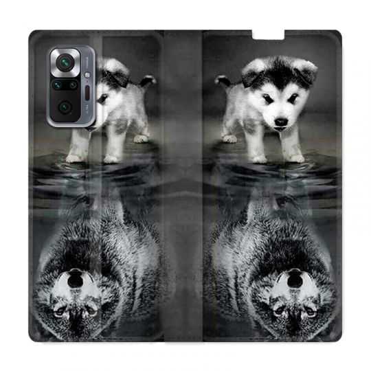 Housse Cuir Portefeuille Pour Xiaomi Redmi Note 10 Pro 5G Chien Reflet