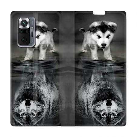Housse Cuir Portefeuille Pour Xiaomi Redmi Note 10 Pro 5G Chien Reflet