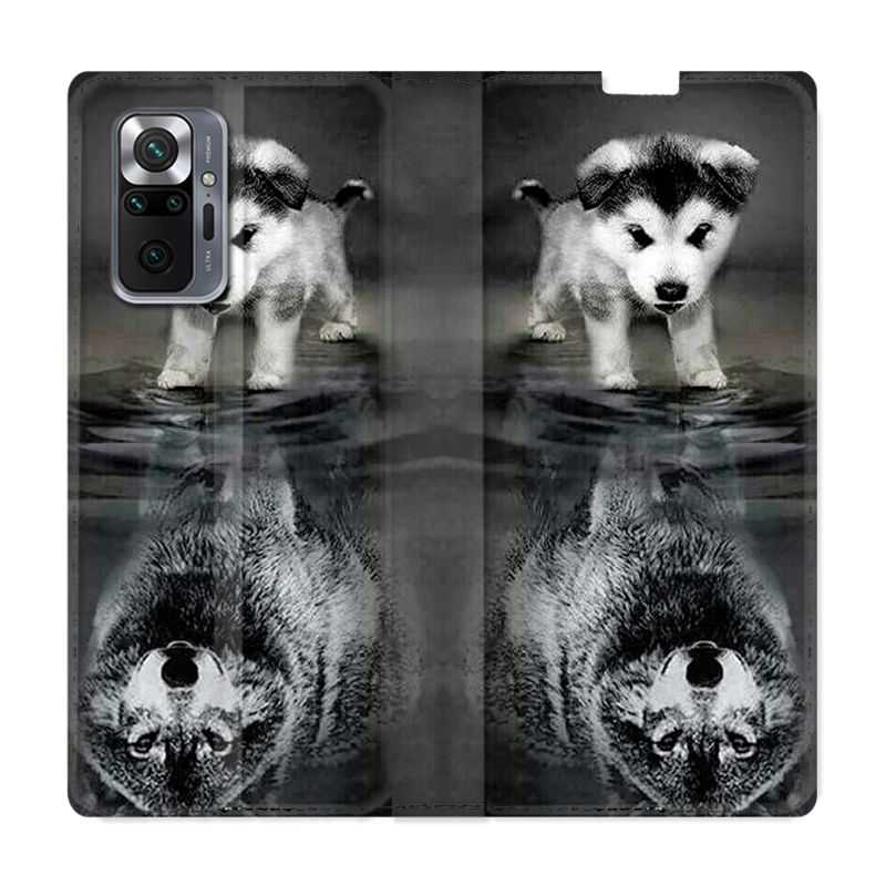 Housse Cuir Portefeuille Pour Xiaomi Redmi Note 10 Pro 5G Chien Reflet