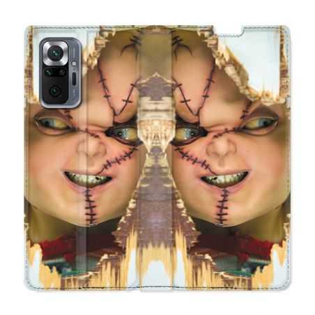Housse Cuir Portefeuille Pour Xiaomi Redmi Note 10 Pro 5G Chucky Blanc