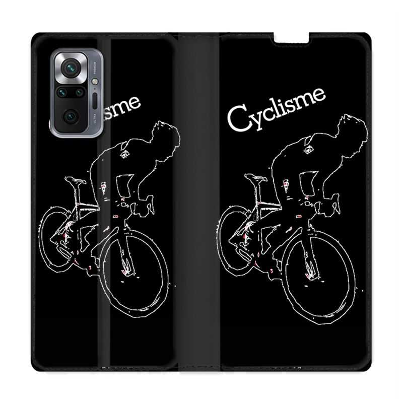 Housse Cuir Portefeuille Pour Xiaomi Redmi Note 10 Pro 5G Cyclisme Ombre Blanche