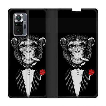 Housse Cuir Portefeuille Pour Xiaomi Redmi Note 10 Pro 5G Decale Singe Mafia