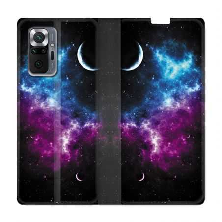 Housse Cuir Portefeuille Pour Xiaomi Redmi Note 10 Pro 5G Univers Bleu Violet