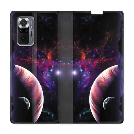 Housse Cuir Portefeuille Pour Xiaomi Redmi Note 10 Pro 5G Planete Rouge