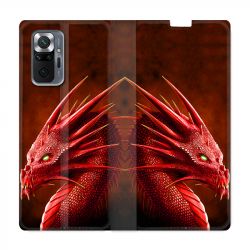Housse Cuir Portefeuille Pour Xiaomi Redmi Note 10 Pro 5G Dragon Rouge