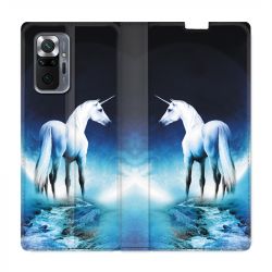 Housse Cuir Portefeuille Pour Xiaomi Redmi Note 10 Pro 5G Licorne Lune