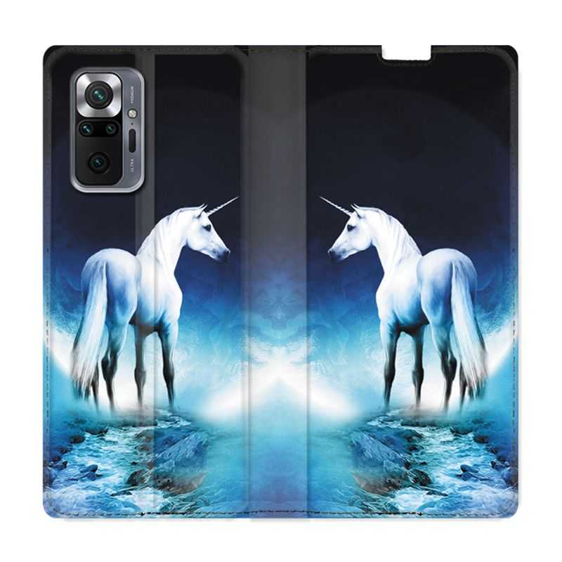 Housse Cuir Portefeuille Pour Xiaomi Redmi Note 10 Pro 5G Licorne Lune