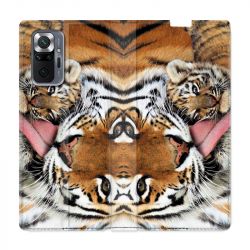 Housse Cuir Portefeuille Pour Xiaomi Redmi Note 10 Pro 5G Bebe Tigre