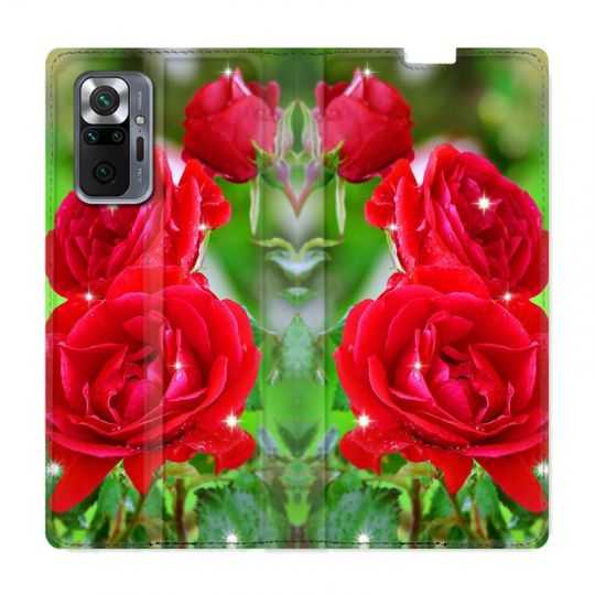 Housse Cuir Portefeuille Pour Xiaomi Redmi Note 10 Pro 5G Fleur Rose Rouge