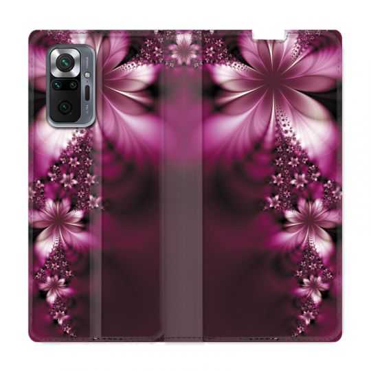 Housse Cuir Portefeuille Pour Xiaomi Redmi Note 10 Pro 5G Fleur Violette Montante