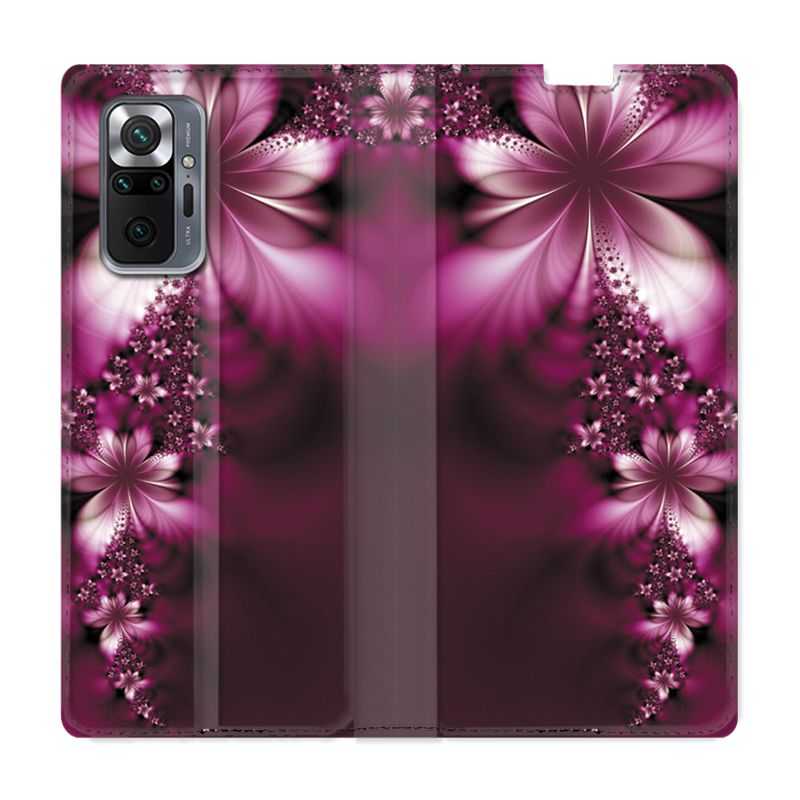 Housse Cuir Portefeuille Pour Xiaomi Redmi Note 10 Pro 5G Fleur Violette Montante