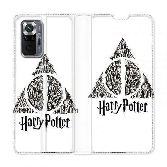 Housse Cuir Portefeuille Pour Xiaomi Redmi Note 10 Pro 5G WB License Harry Potter Triangle Blanc