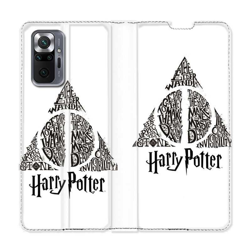 Housse Cuir Portefeuille Pour Xiaomi Redmi Note 10 Pro 5G WB License Harry Potter Triangle Blanc