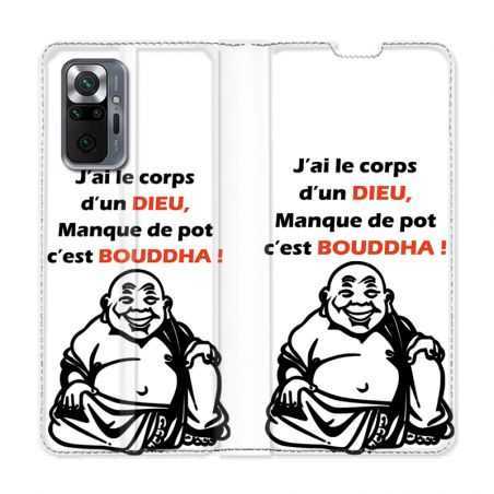 Housse Cuir Portefeuille Pour Xiaomi Redmi Note 10 Pro 5G Humour Bouddha