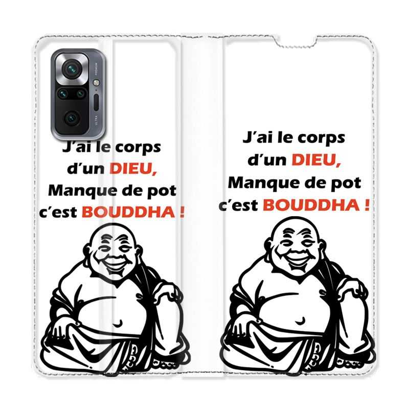 Housse Cuir Portefeuille Pour Xiaomi Redmi Note 10 Pro 5G Humour Bouddha