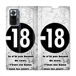 Housse Cuir Portefeuille Pour Xiaomi Redmi Note 10 Pro 5G Humour 18 Ans