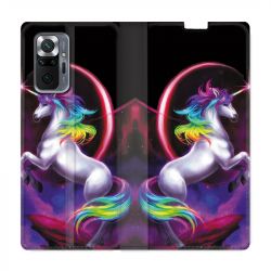 Housse Cuir Portefeuille Pour Xiaomi Redmi Note 10 Pro 5G Licorne Arc en ciel