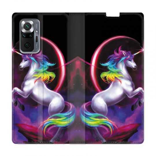 Housse Cuir Portefeuille Pour Xiaomi Redmi Note 10 Pro 5G Licorne Arc en ciel
