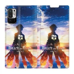 Housse Cuir Portefeuille Pour Xiaomi Redmi Note 10 Pro 5G Manga Attaque Titans Soleil