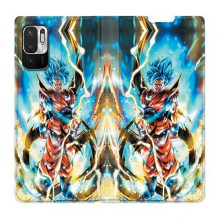 Housse Cuir Portefeuille Pour Xiaomi Redmi Note 10 Pro 5G Manga Dragon Ball Sangoku Blanc