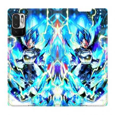 Housse Cuir Portefeuille Pour Xiaomi Redmi Note 10 Pro 5G Manga Dragon Ball Vegeta Bleu