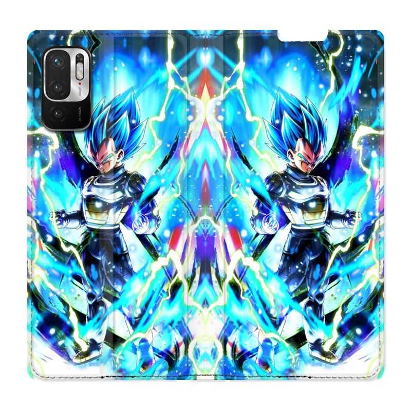 Housse Cuir Portefeuille Pour Xiaomi Redmi Note 10 Pro 5G Manga Dragon Ball Vegeta Bleu