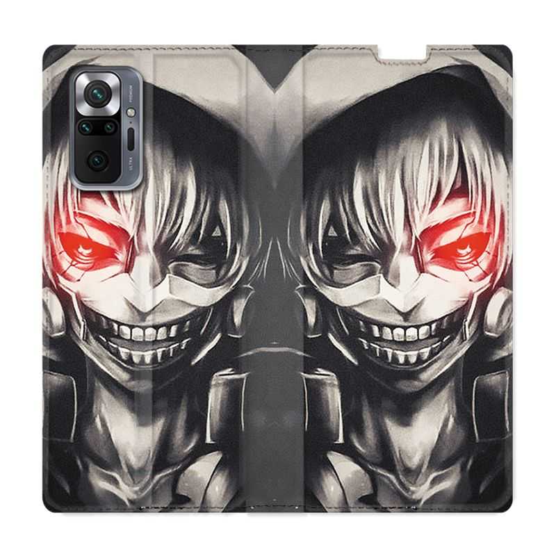 Housse Cuir Portefeuille Pour Xiaomi Redmi Note 10 Pro 5G Manga Kaneki Noir