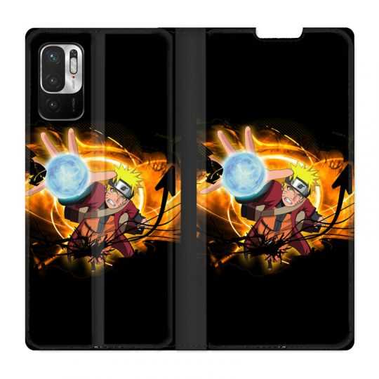 Housse Cuir Portefeuille Pour Xiaomi Redmi Note 10 Pro 5G Manga Naruto Noir
