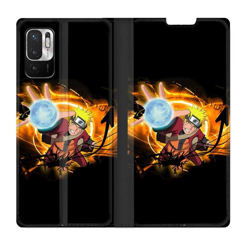 Housse Cuir Portefeuille Pour Xiaomi Redmi Note 10 Pro 5G Manga Naruto Noir