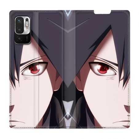Housse Cuir Portefeuille Pour Xiaomi Redmi Note 10 Pro 5G Manga Naruto Sasuke visage