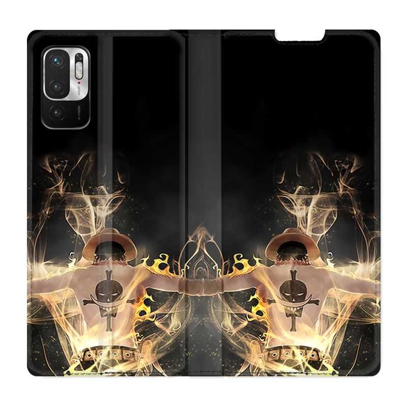 Housse Cuir Portefeuille Pour Xiaomi Redmi Note 10 Pro 5G Manga One Piece Ace Noir