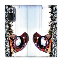 Housse Cuir Portefeuille Pour Xiaomi Redmi Note 10 Pro 5G Moto Casque Cross