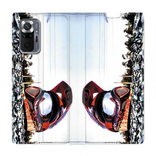 Housse Cuir Portefeuille Pour Xiaomi Redmi Note 10 Pro 5G Moto Casque Cross