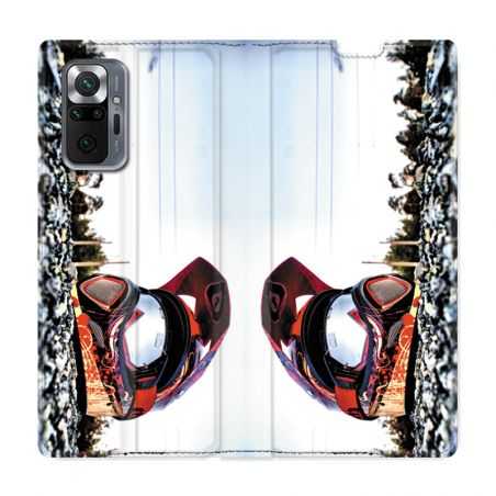 Housse Cuir Portefeuille Pour Xiaomi Redmi Note 10 Pro 5G Moto Casque Cross