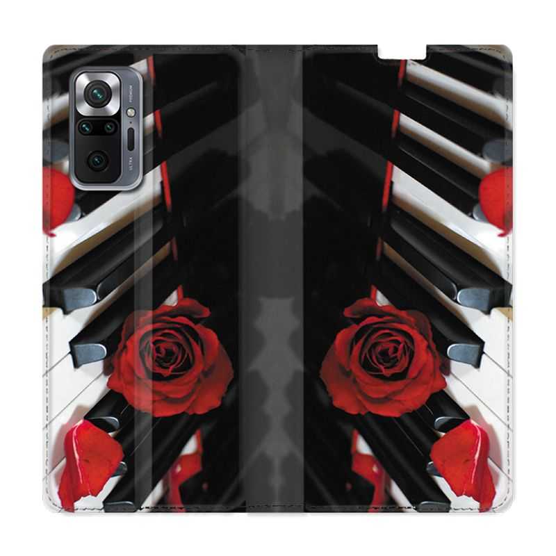 Housse Cuir Portefeuille Pour Xiaomi Redmi Note 10 Pro 5G Musique Rose Piano