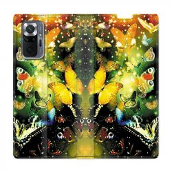 Housse Cuir Portefeuille Pour Xiaomi Redmi Note 10 Pro 5G Papillon Jaune