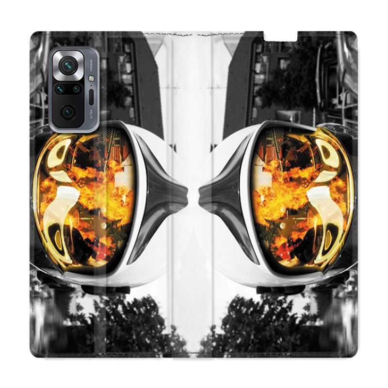 Housse Cuir Portefeuille Pour Xiaomi Redmi Note 10 Pro 5G Pompier Casque Feu