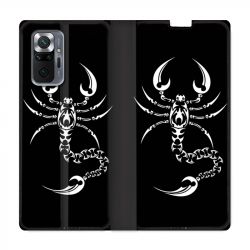 Housse Cuir Portefeuille Pour Xiaomi Redmi Note 10 Pro 5G Scorpion Noir
