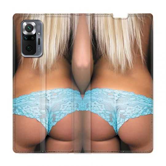 Housse Cuir Portefeuille Pour Xiaomi Redmi Note 10 Pro 5G Sexy Tanga Bleu