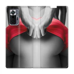 Housse Cuir Portefeuille Pour Xiaomi Redmi Note 10 Pro 5G Sexy Tanga Rouge