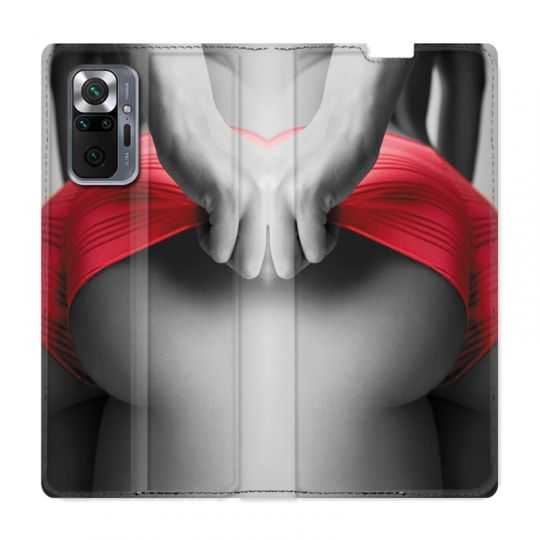 Housse Cuir Portefeuille Pour Xiaomi Redmi Note 10 Pro 5G Sexy Tanga Rouge