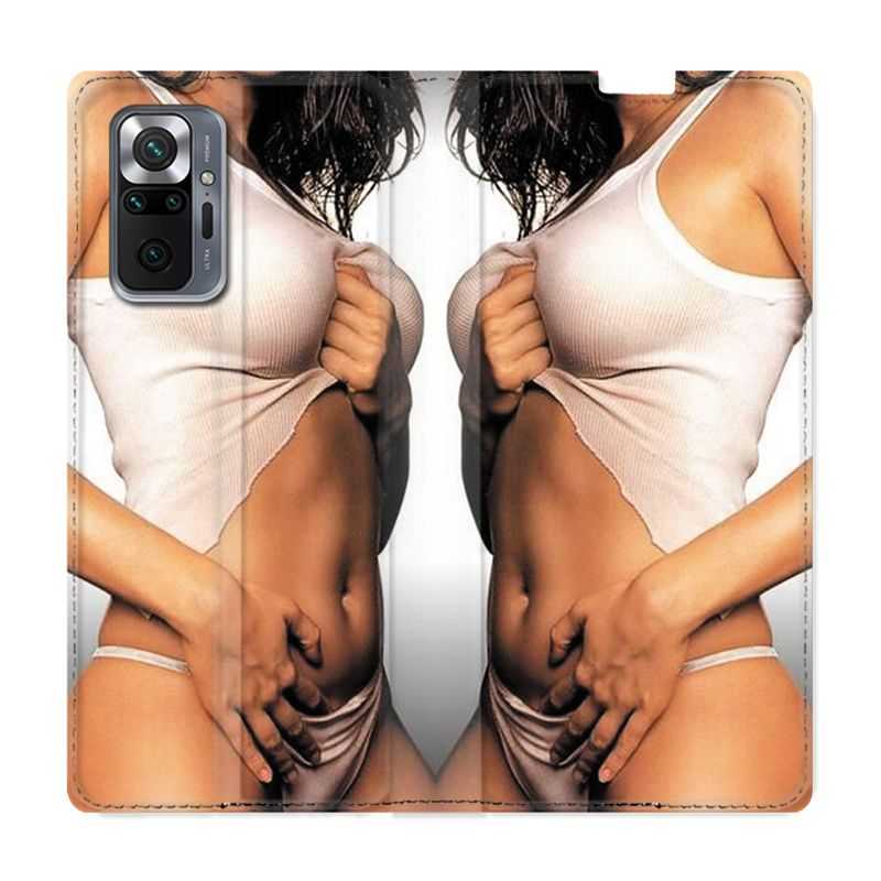 Housse Cuir Portefeuille Pour Xiaomi Redmi Note 10 Pro 5G Sexy Tee Shirt Blanc