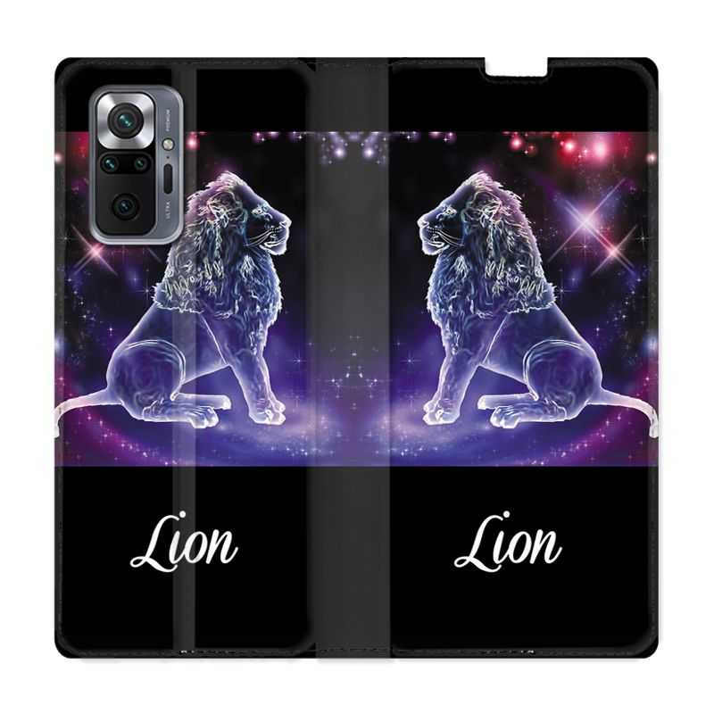 Housse Cuir Portefeuille Pour Xiaomi Redmi Note 10 Pro 5G Signe Zodiaque 2 Lion